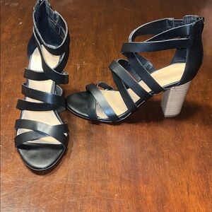 Universal Thread Black Strappy Block Heels